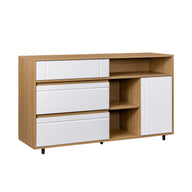 Contemporary Detailed Door Sideboard With Open Storage Light Brown by Walker Edison | Bel Furniture