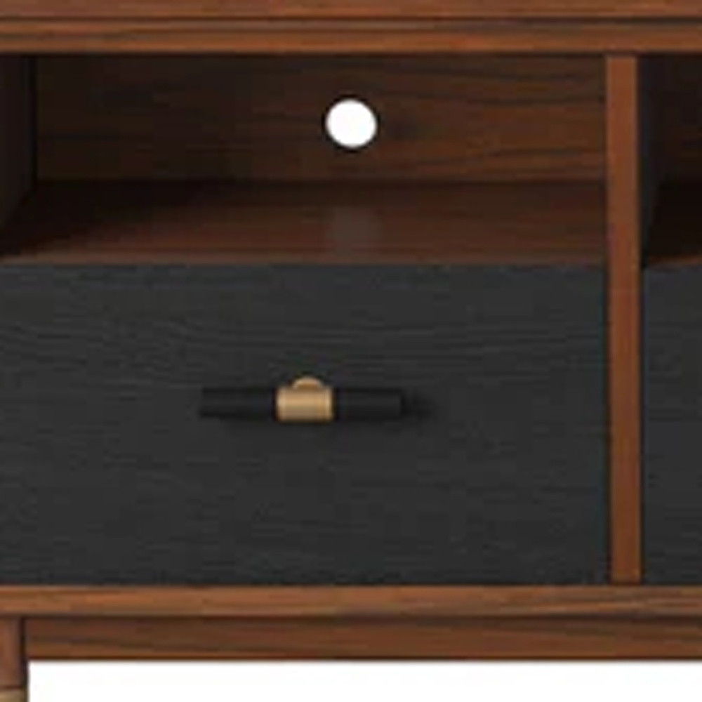 Mahogany Solids & Veneer Open Shelving TV Stand - Brown / Black