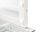Morgan - Vanity Desk With Glass Top, LED Luxo Mirror & Stool - White