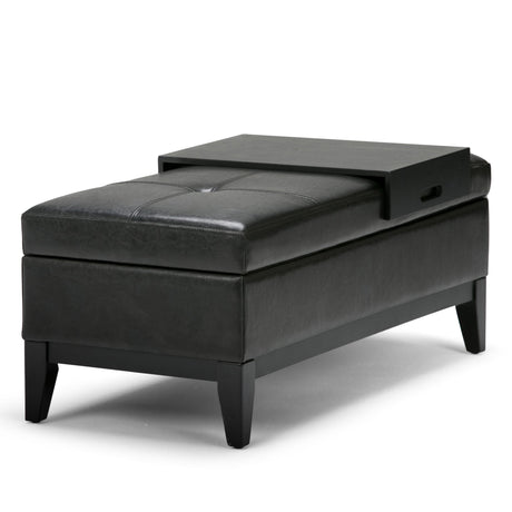 Oregon - Contemporary Storage Ottoman Bench With Tray - view 38