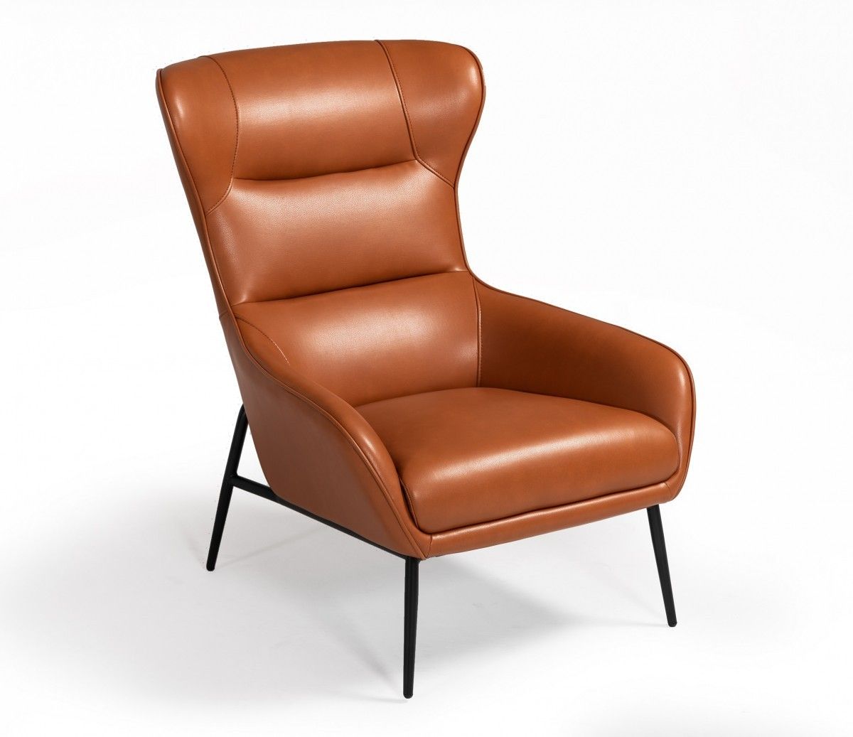 Faux Leather Wingback Chair - Orange And Black