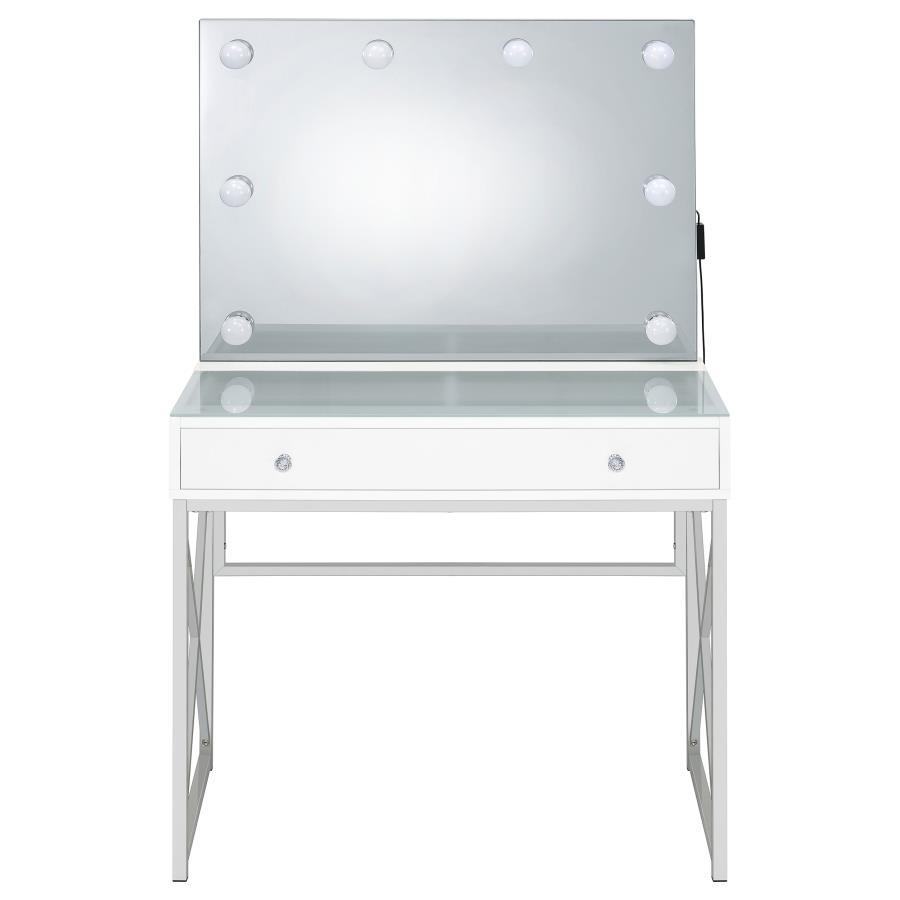 Eliza - Vanity Set With Lighting & Stool - White And Chrome by Coaster Fine Furniture | Bel Furniture