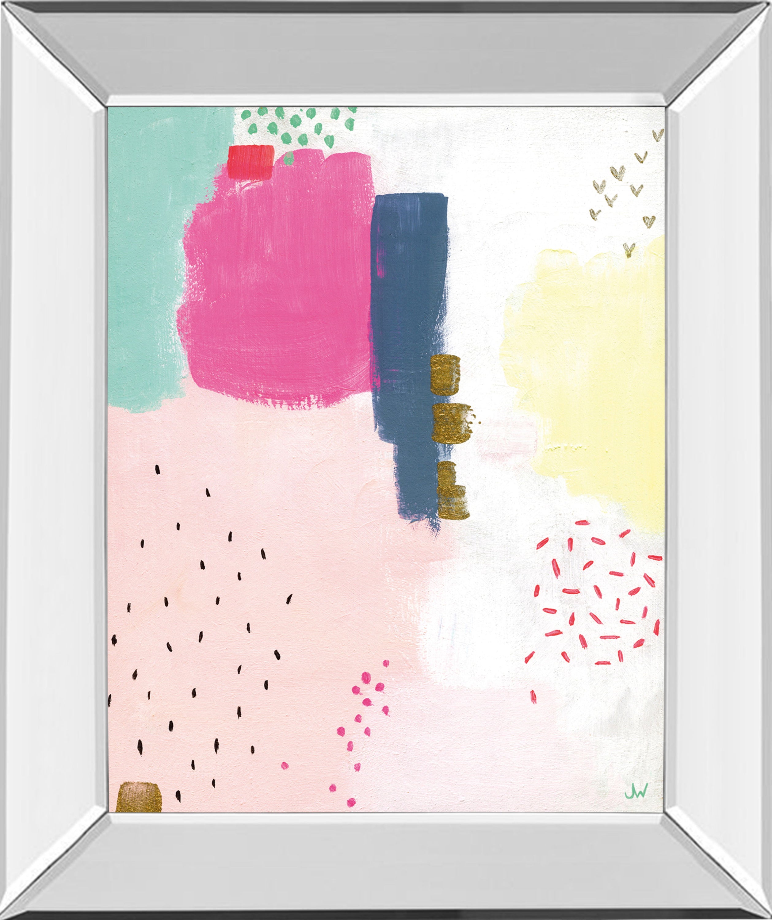 Dots And Colours-Speckle By Joelle Wehkamp - Mirror Framed Print Wall Art - Pink