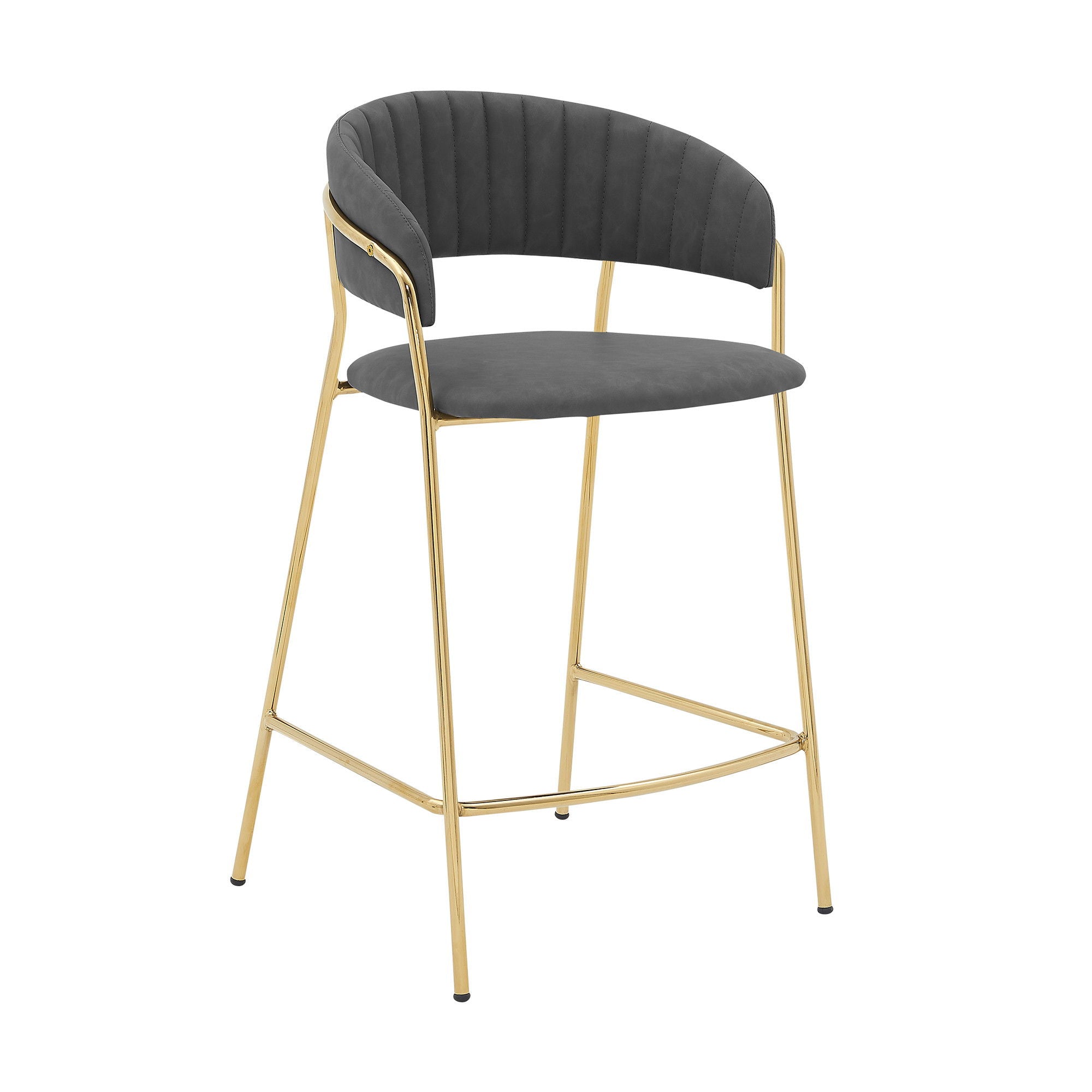 Low Back Counter Height Bar Chair - Gray / Gold