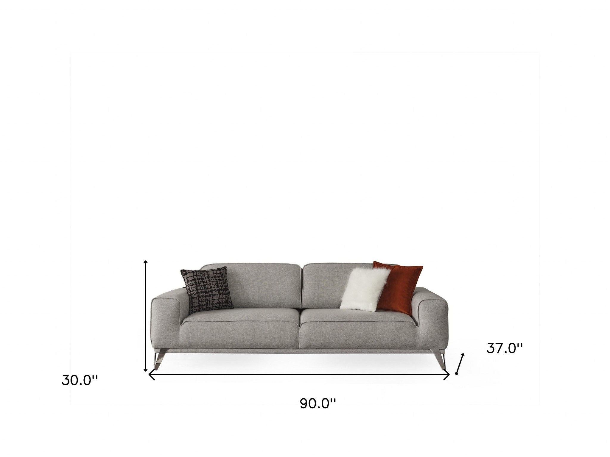 Linen Sleeper Sofa And Toss Pillows With Silver Legs - Linen