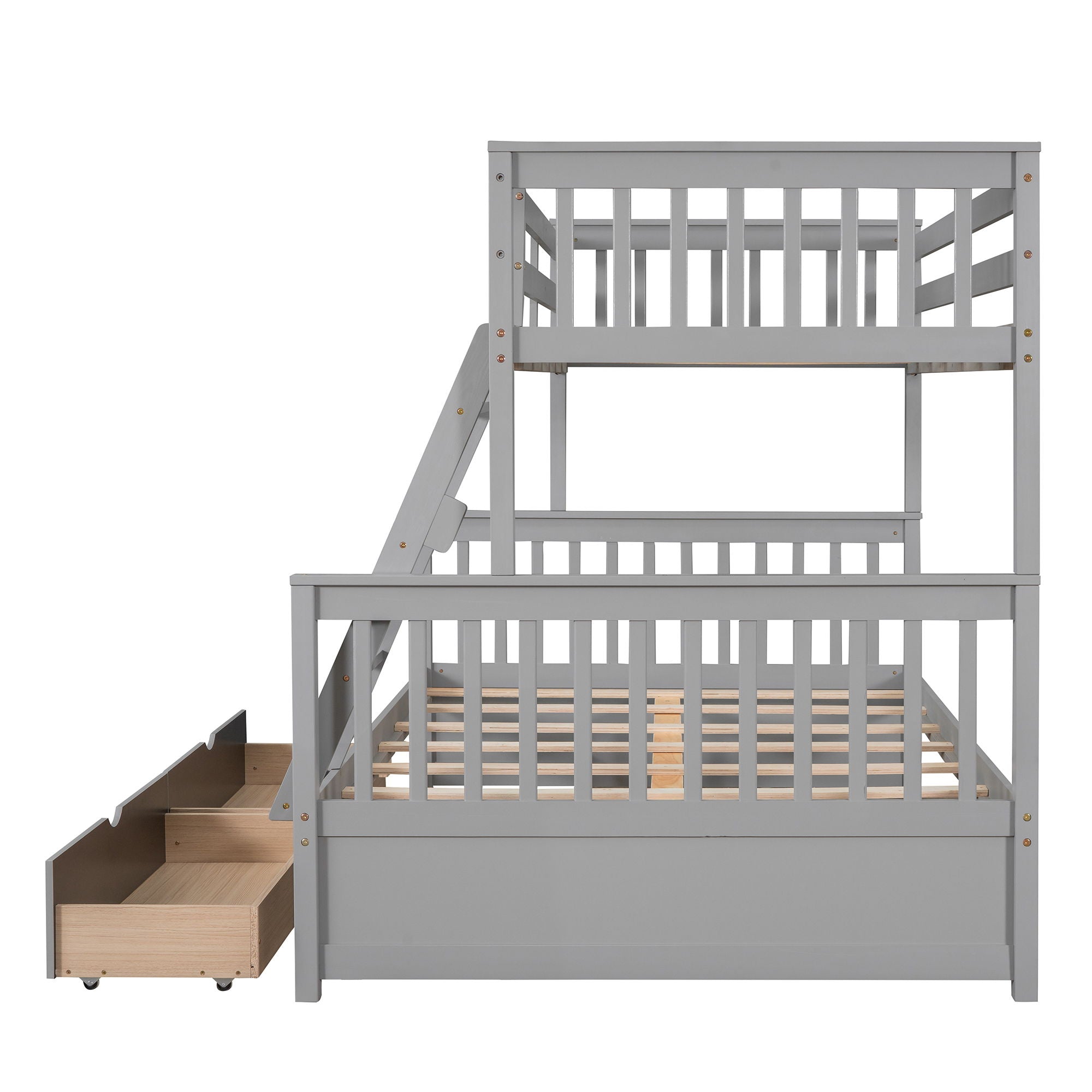 Twin Over Full Bunk Bed With Ladders And Two Storage Drawers