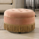 Yolanda - Round Upholstered Accent Ottoman by Jennifer Taylor Home | Bel Furniture