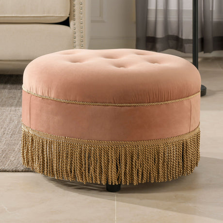 Yolanda - Round Upholstered Accent Ottoman by Jennifer Taylor Home | Bel Furniture