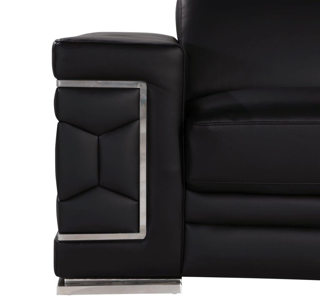 Genuine Leather Love Seat - Silver / Black