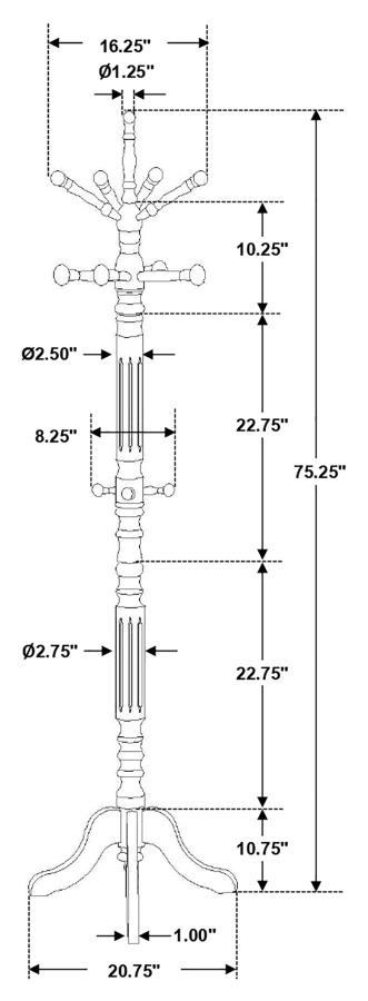 Achelle - 11 Hook Freestanding Coat Rack Hanger by CoasterEveryday | Bel Furniture