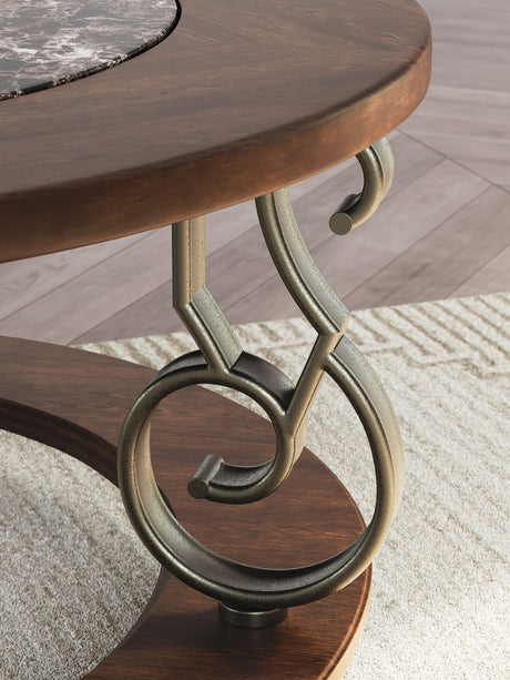 Frallyn - Round Cocktail Table - Dark Brown - view 7