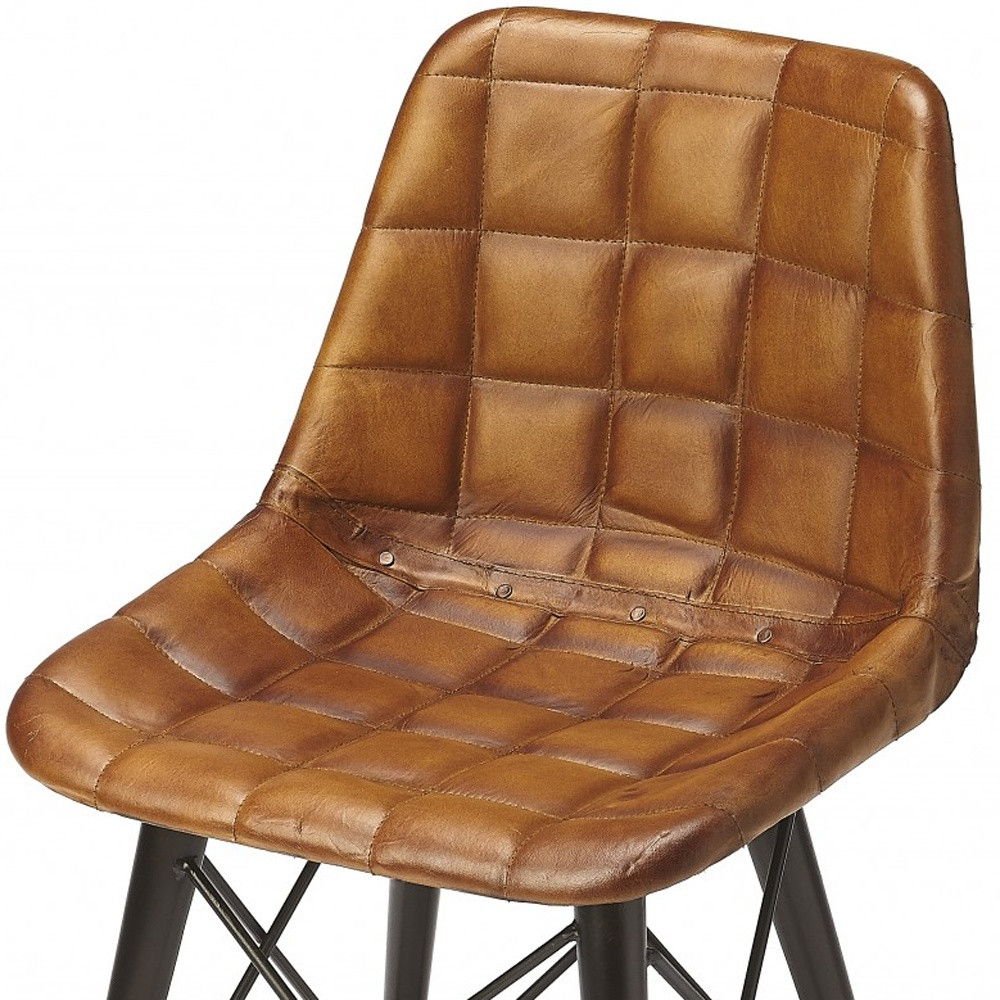 Faux Leather Tufted Side Chair - Brown