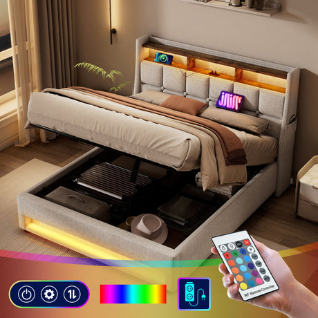 Upholstered Platform Bed With A Hydraulic Storage System, LED And USB Charging (Without Mattress) - view 40