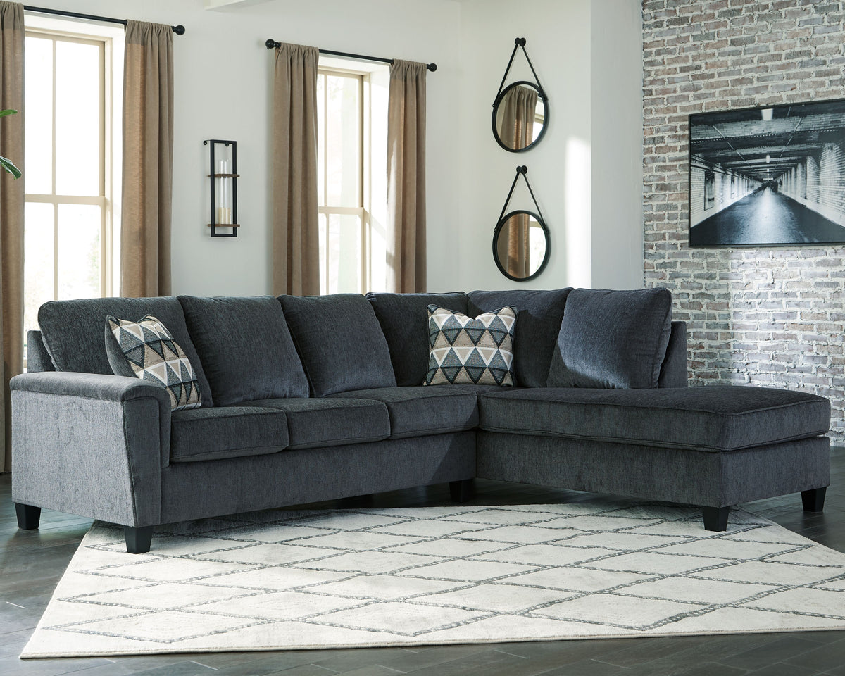 Abinger - Sectional Dark Gray 2-Piece Sectional with Right-Arm Facing Chaise by Millennium® by Ashley | Bel Furniture