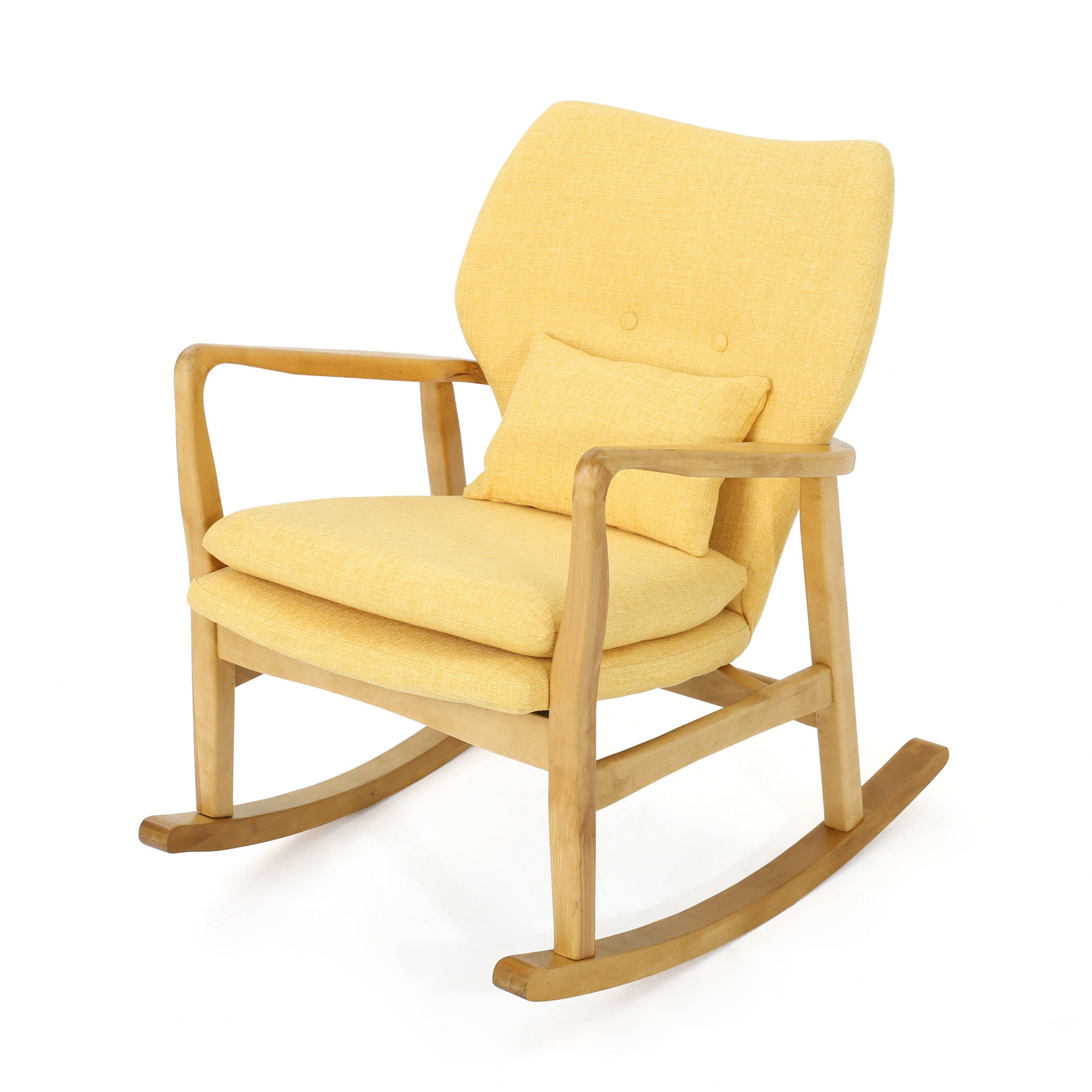 Elegant Solid Wood Rocking Chair With Linen Cushion