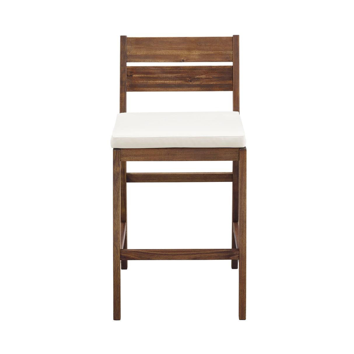 Modern 2 Piece Solid Acacia Wood Counter Stools With Cushion - Dark Brown by Walker Edison | Bel Furniture