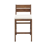 Modern 2 Piece Solid Acacia Wood Counter Stools With Cushion - Dark Brown by Walker Edison | Bel Furniture