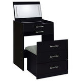 Danbury - 3-Drawer Makeup Vanity & Stool Set Black by Coaster Fine Furniture | Bel Furniture