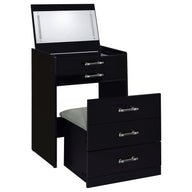 Danbury - 3-Drawer Makeup Vanity & Stool Set Black by Coaster Fine Furniture | Bel Furniture