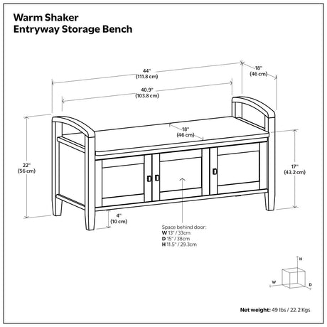 Warm Shaker - Handcrafted Entryway Storage Bench - view 34