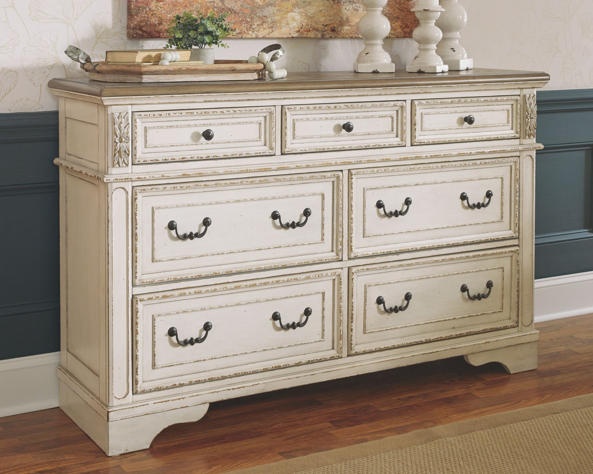 Realyn - Dresser, Mirror White Dressers 7 Drawers by Signature Design by Ashley® | Bel Furniture