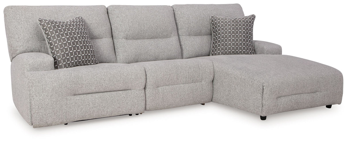Acklen Place - Reclining Sectional Gray 3 Pc. Power Reclining Sectional With RAF Power Reclining Back Chaise by Signature Design by Ashley® | Bel Furniture