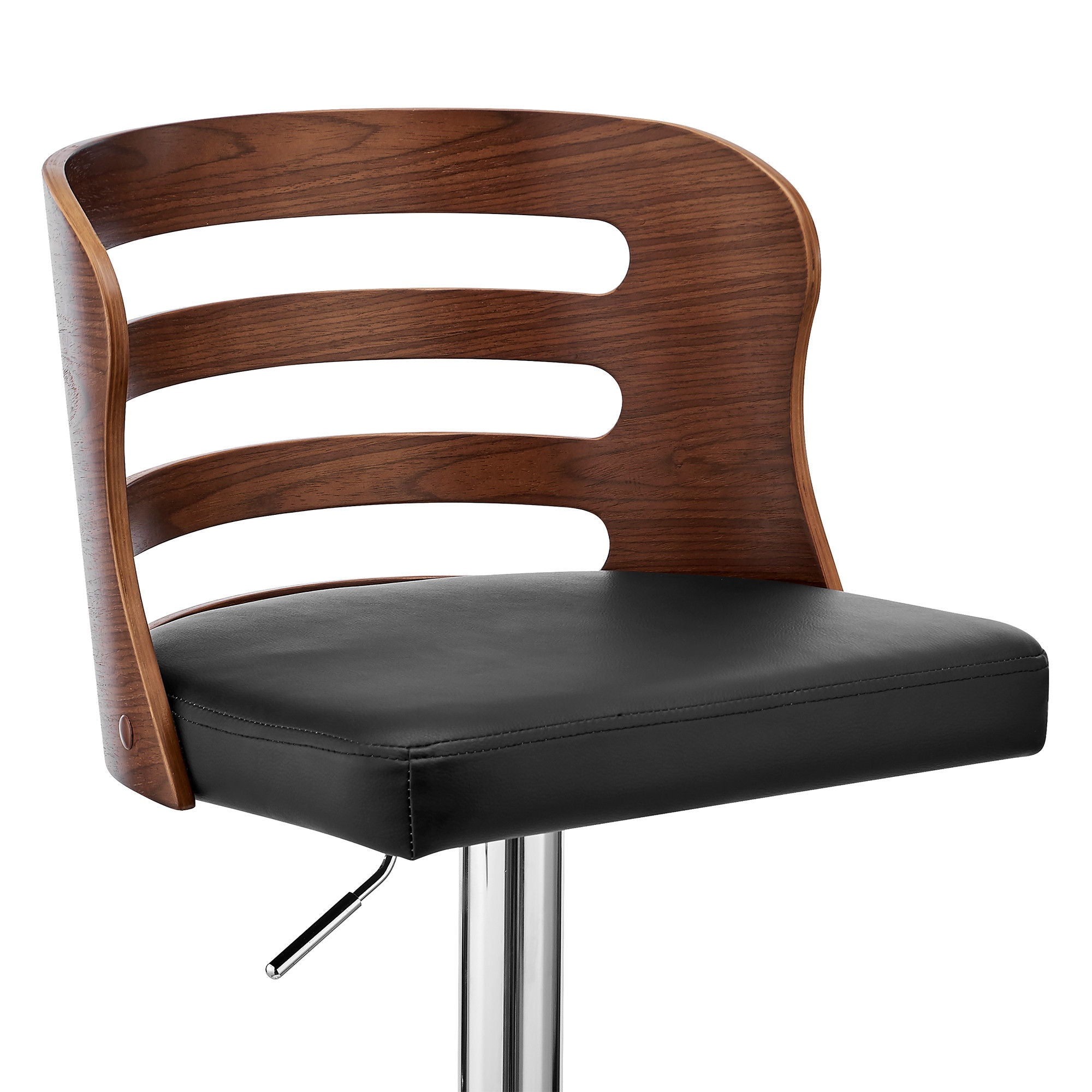 And Silver Swivel Adjustable Height Bar Chair - Black / Brown