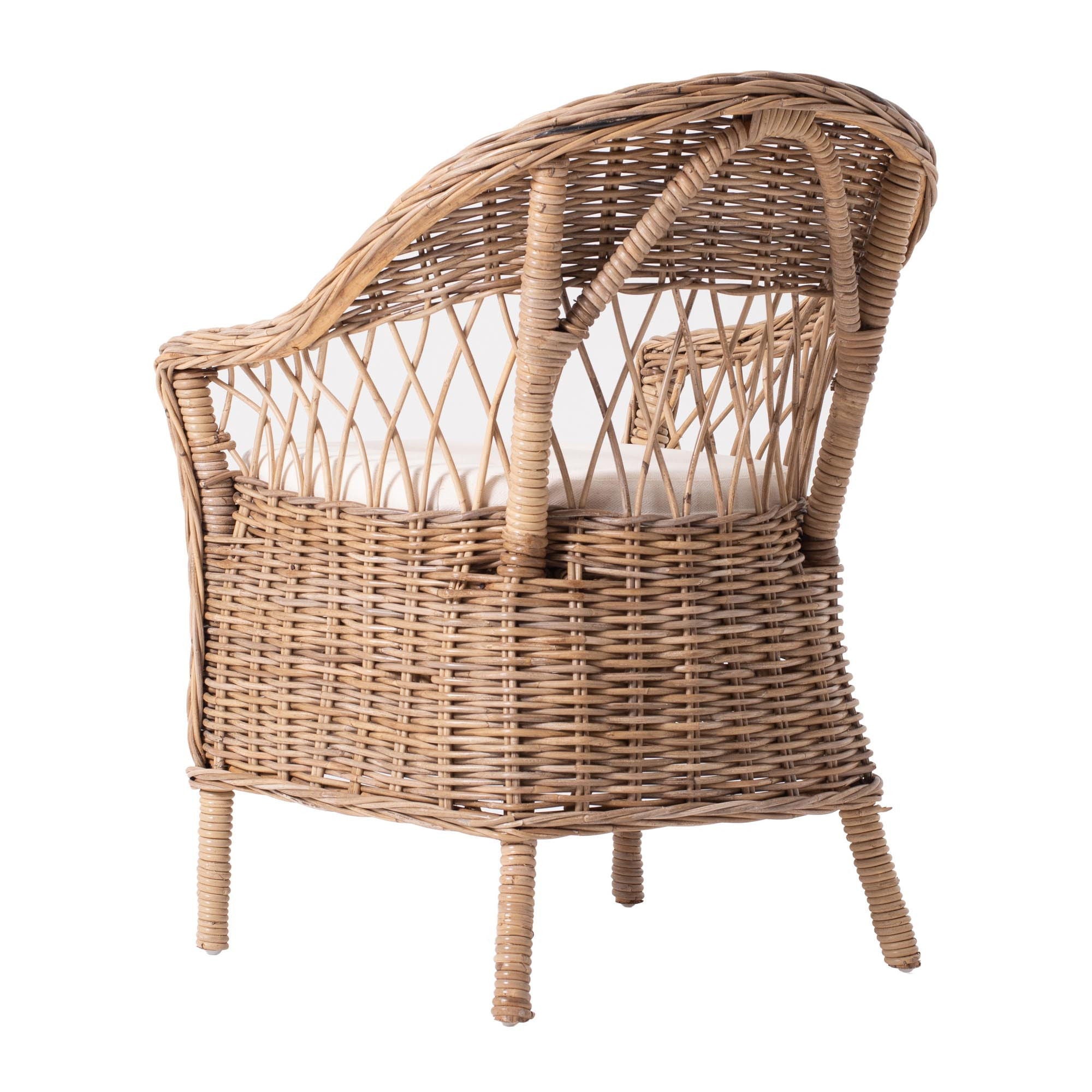 Semi Circle Back Wicker Chairs With Seat Cushions (Set of 2) - Gray Brown