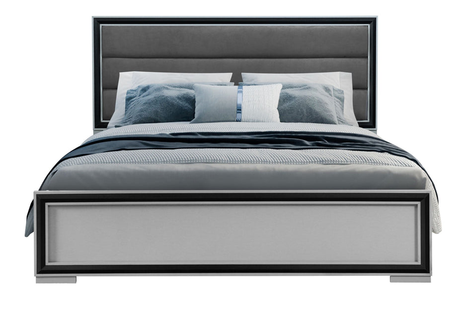 Adelaide - King Bed With LED - Gray / Black