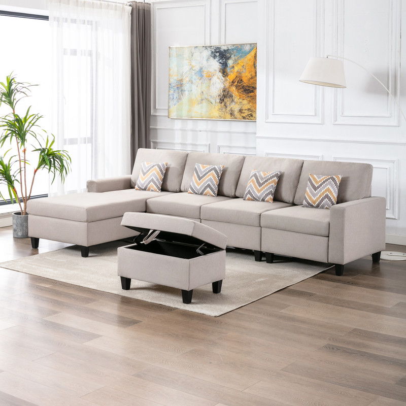 Nolan - Fabric 5 Piece Sectional Sofa With Interchangeable Legs