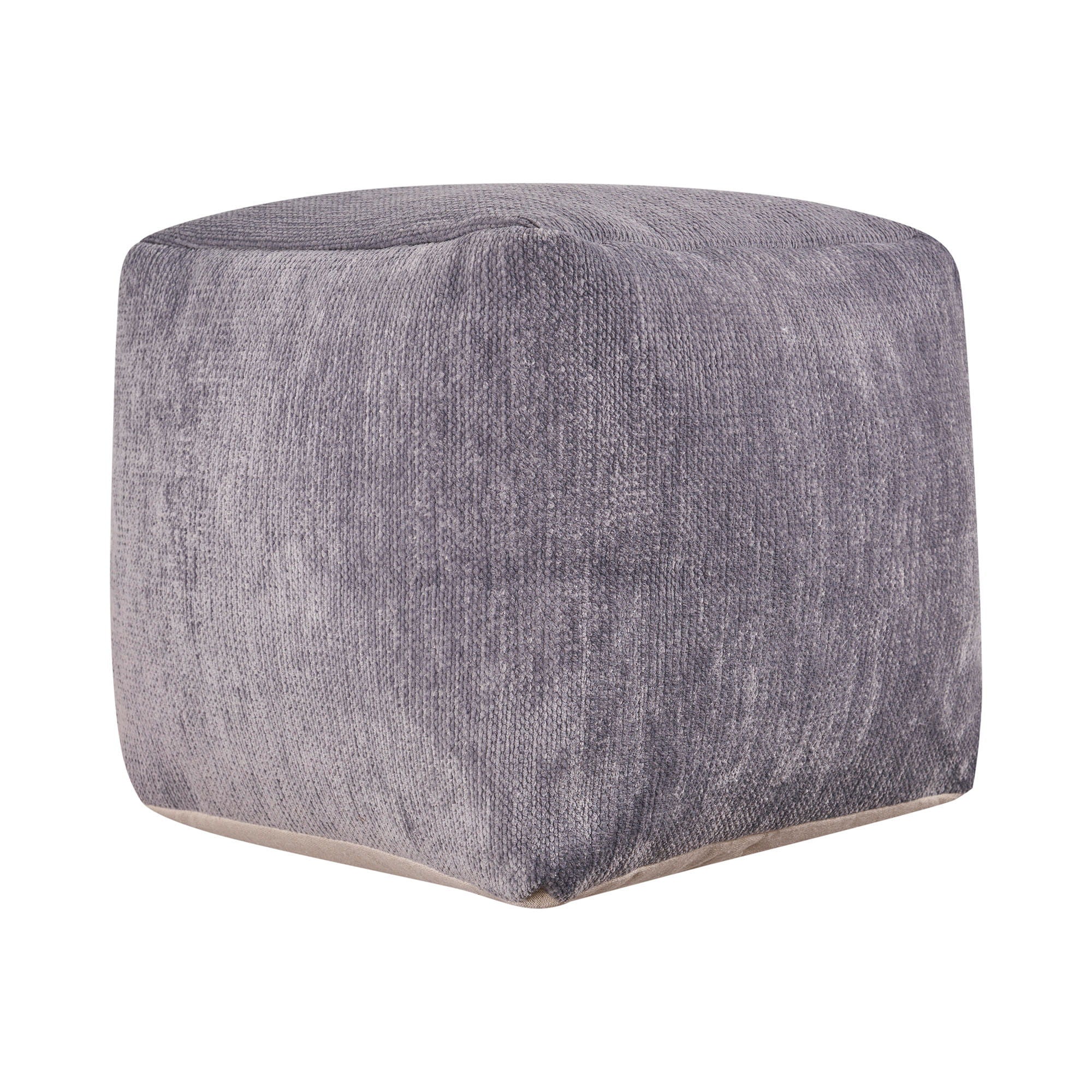 Chenille Cube Pouf Ottoman - Gray