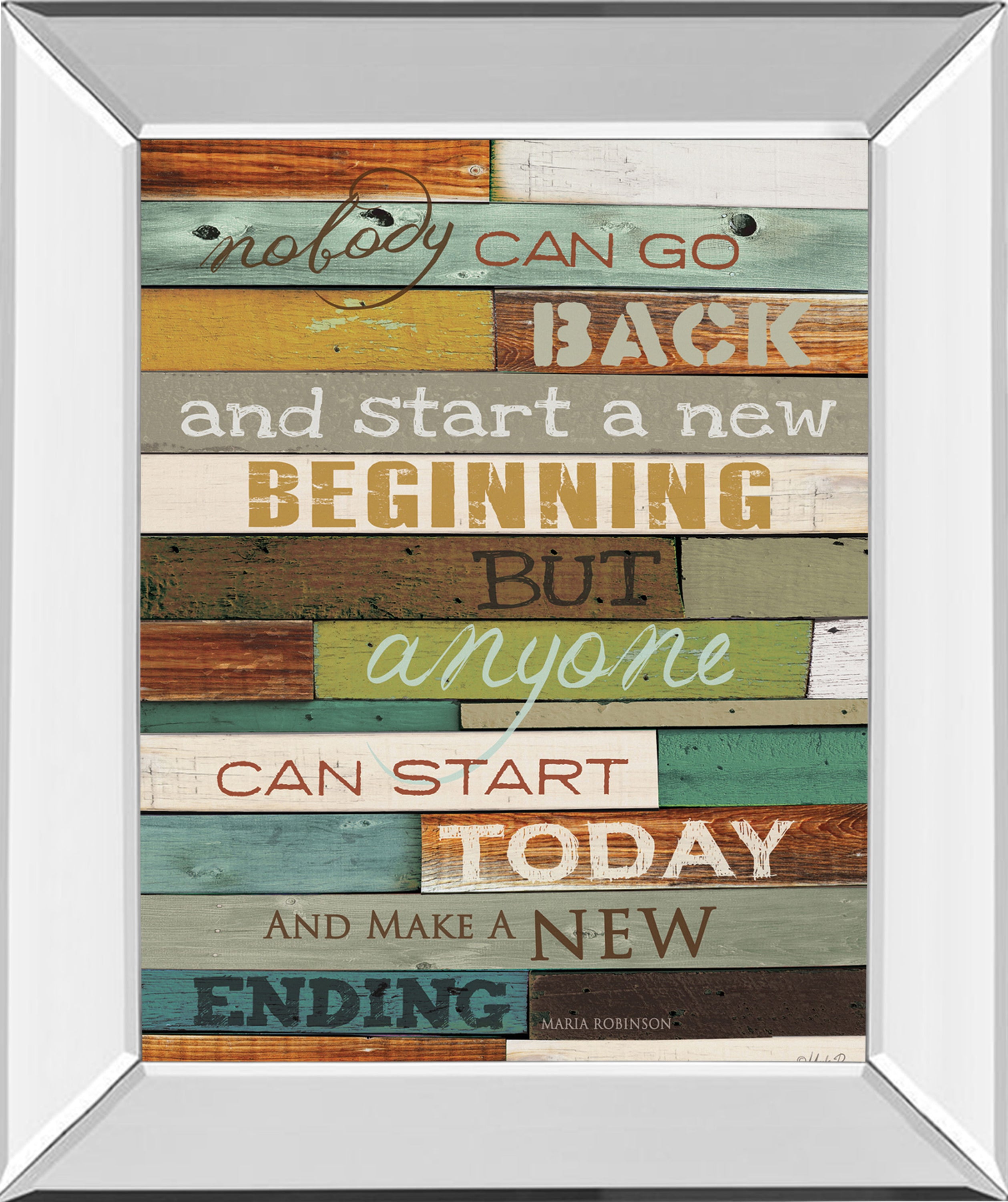 Make A New Ending By Marla Rae Motivational - Mirror Framed Print Wall Art - Dark Brown