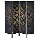 Haidera - 4-Panel Room Divider Folding Screen - Black Damask by CoasterEveryday | Bel Furniture