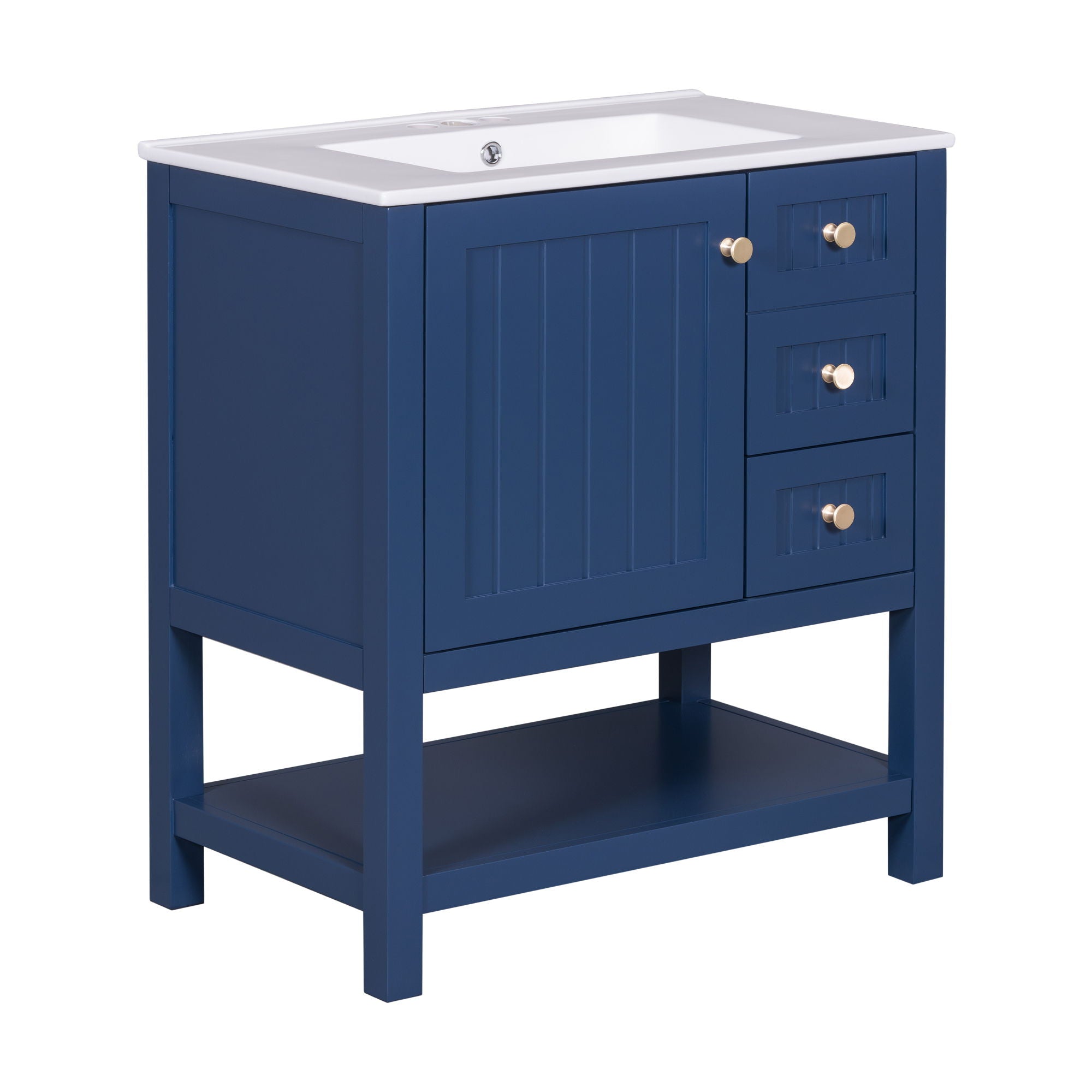 Transitional Style Bathroom Vanity Cabinet Combo With Ceramic Sink