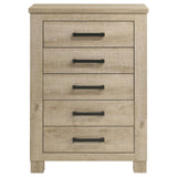 Oakglen - 5-Drawer Bedroom Chest Of Drawers - Weathered Oak by Coaster Fine Furniture | Bel Furniture