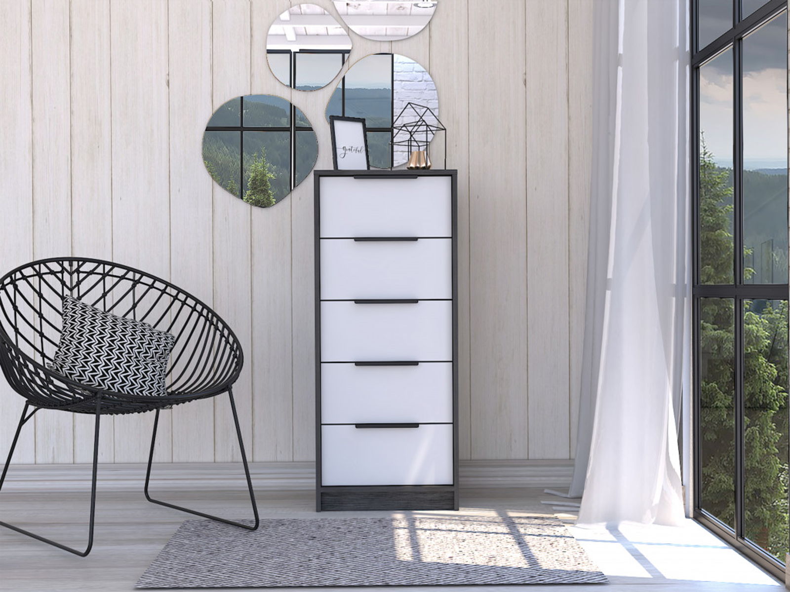 Five Drawer Chest - White