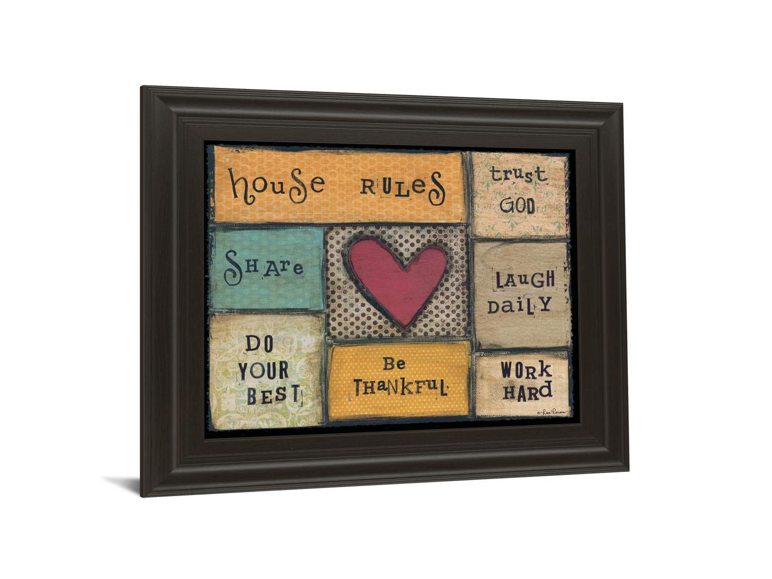 House Rules By Lisa Larson - Framed Print Wall Art - Dark Brown