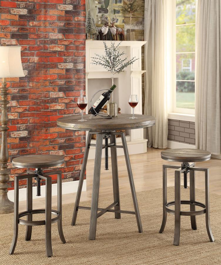 Bartlett - Adjustable Height Swivel Bar Stools (Set of 2) - Brushed Nutmeg And Slate Gray