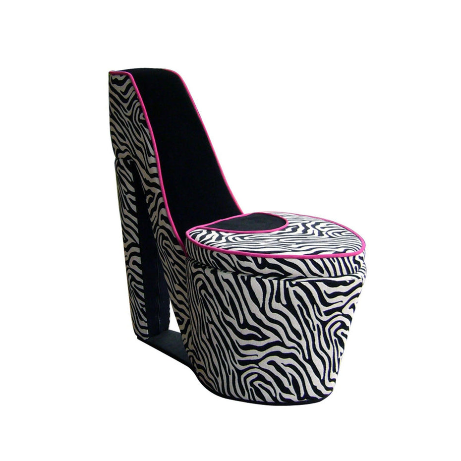 Faux Suede Animal Print Side Chair - Red / Black