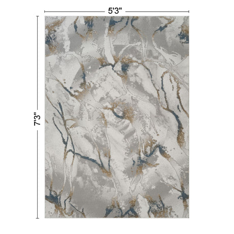 Geometrix - 5'3" X 7'3" Area Rug & Geometric 3D Effect - Ivory / Gray - view 6