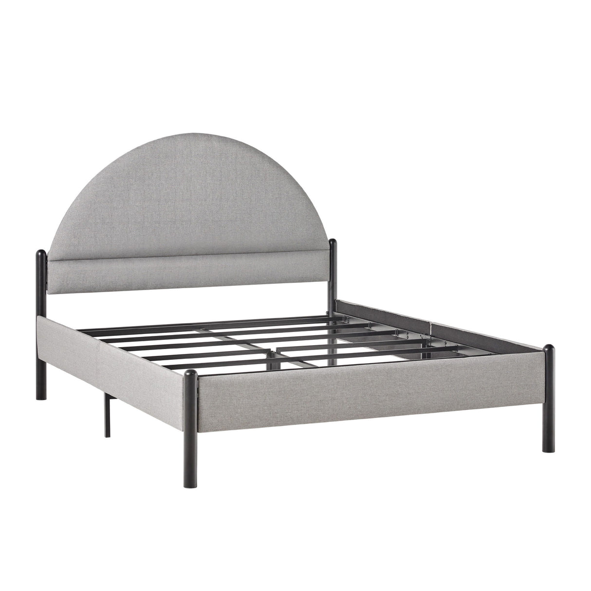 Bed Modern Upholstered Curved Headboard Gray Queen by Walker Edison | Bel Furniture