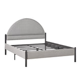 Bed Modern Upholstered Curved Headboard Gray Queen by Walker Edison | Bel Furniture