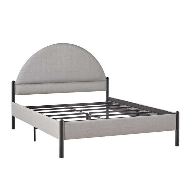 Bed Modern Upholstered Curved Headboard Gray Queen by Walker Edison | Bel Furniture