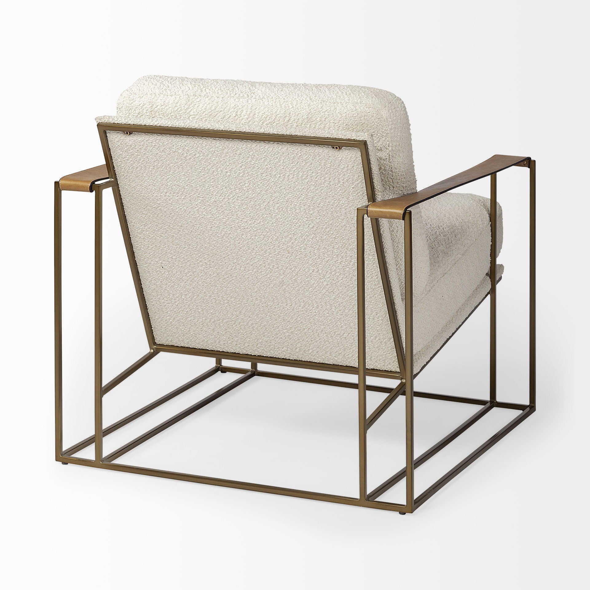 Wood Linen Arm Chair - Cream / Brown