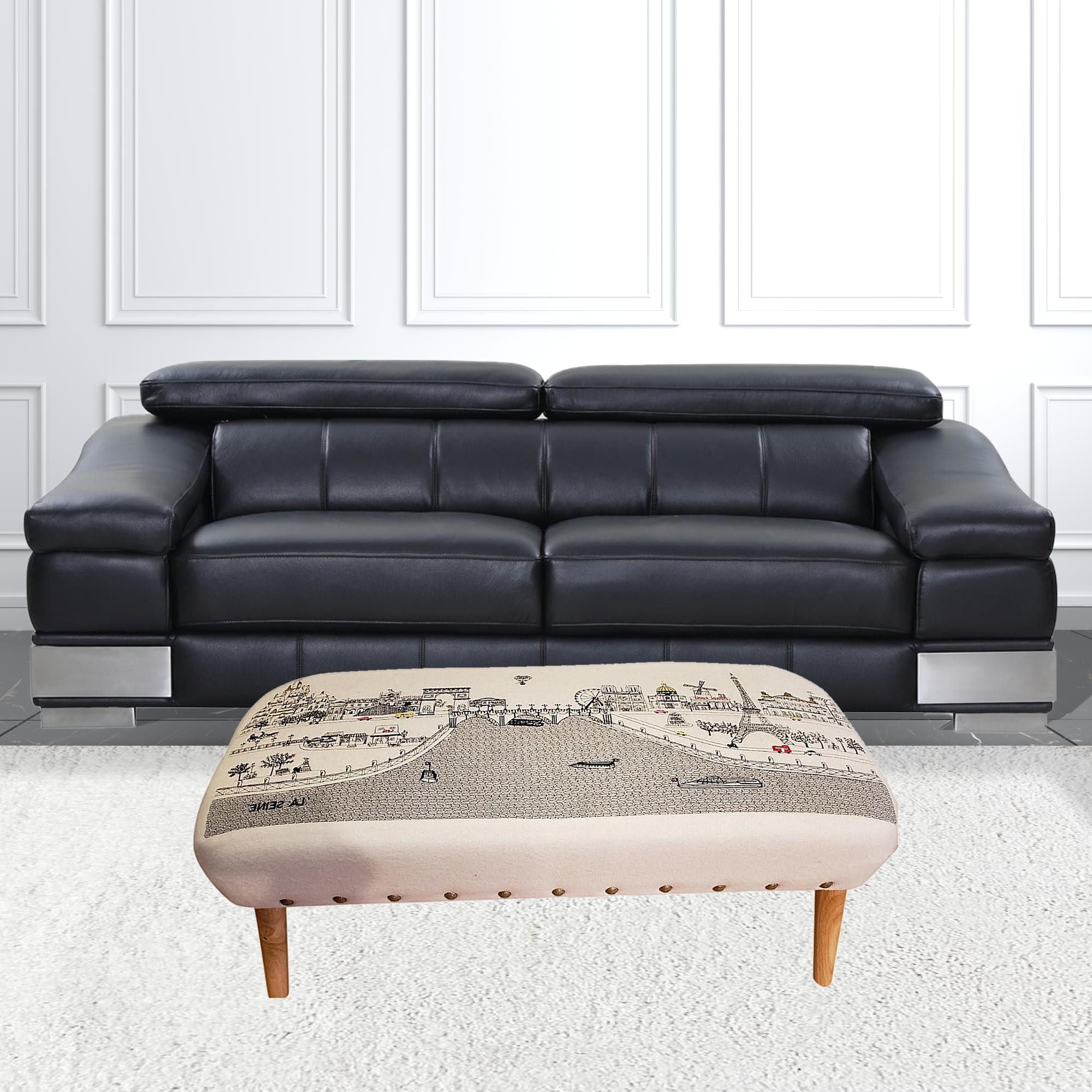 Wool Ottoman - Brown / Cream