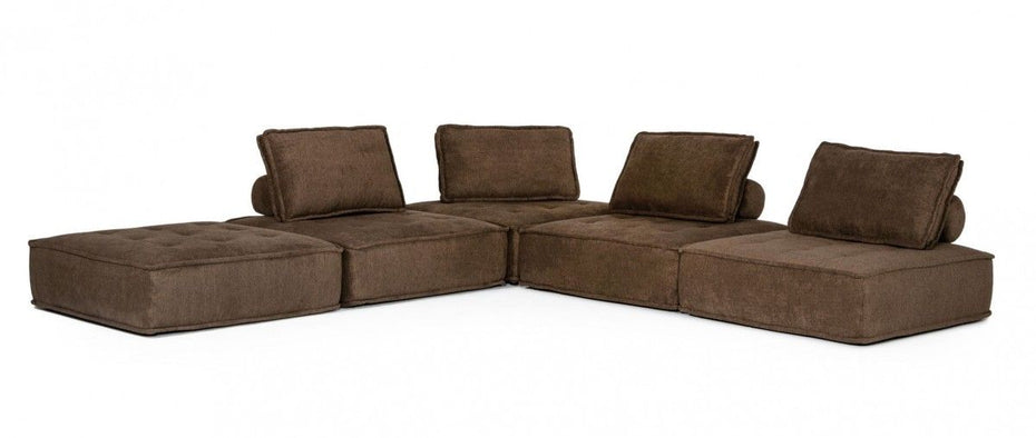 Modern Floor Pillow Modular Sectional Sofa - Chocolate Brown