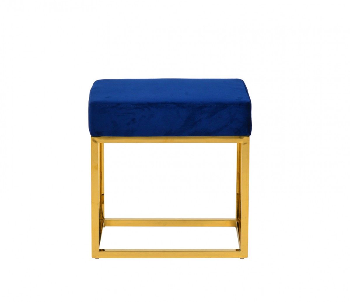 Velvet Ottoman - Blue / Gold