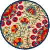 5' Round Round Floral Indoor / Outdoor Area Rug - Red / Ivory