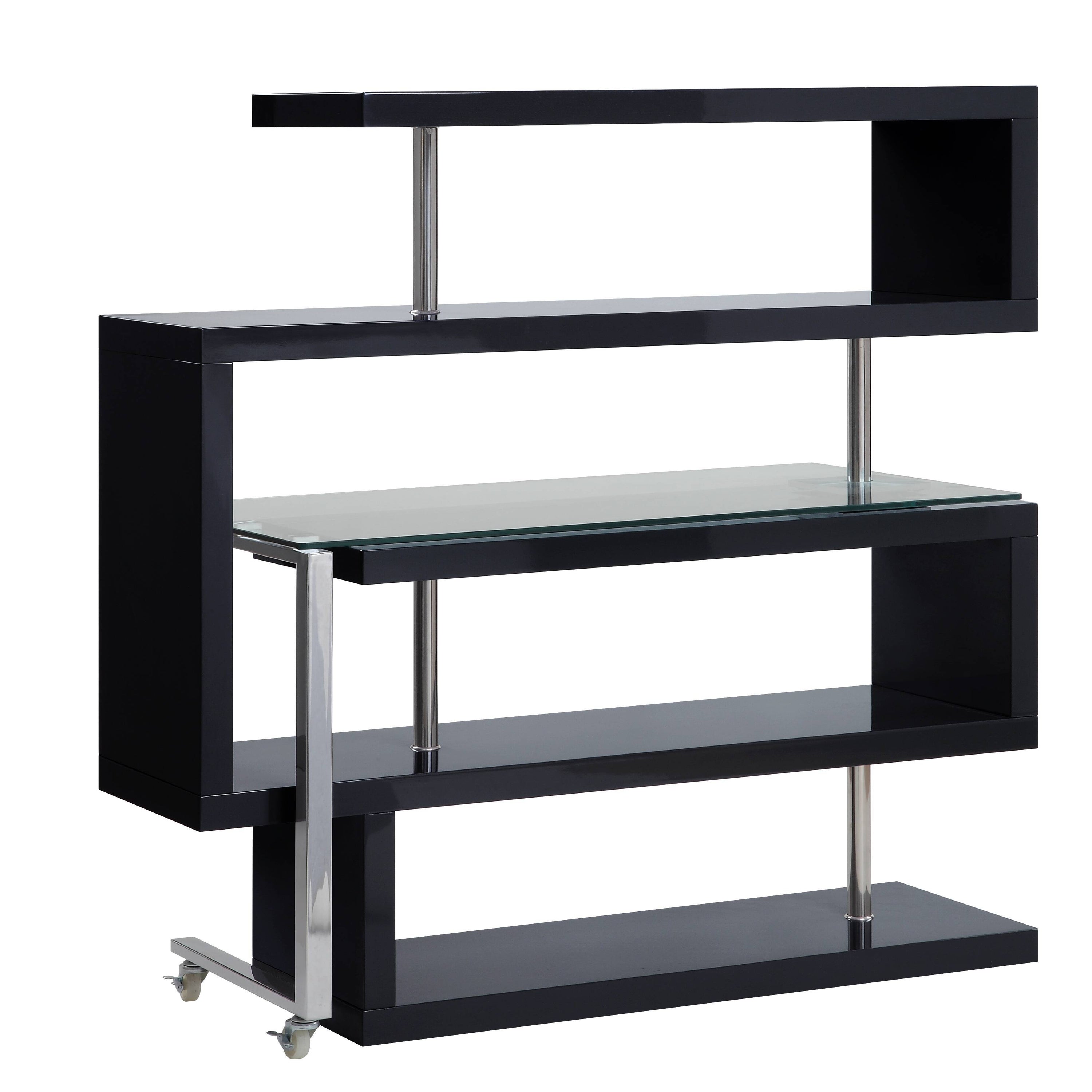 Buck II - Clear Glass, Chrome High Gloss Writing Desk With Shelf