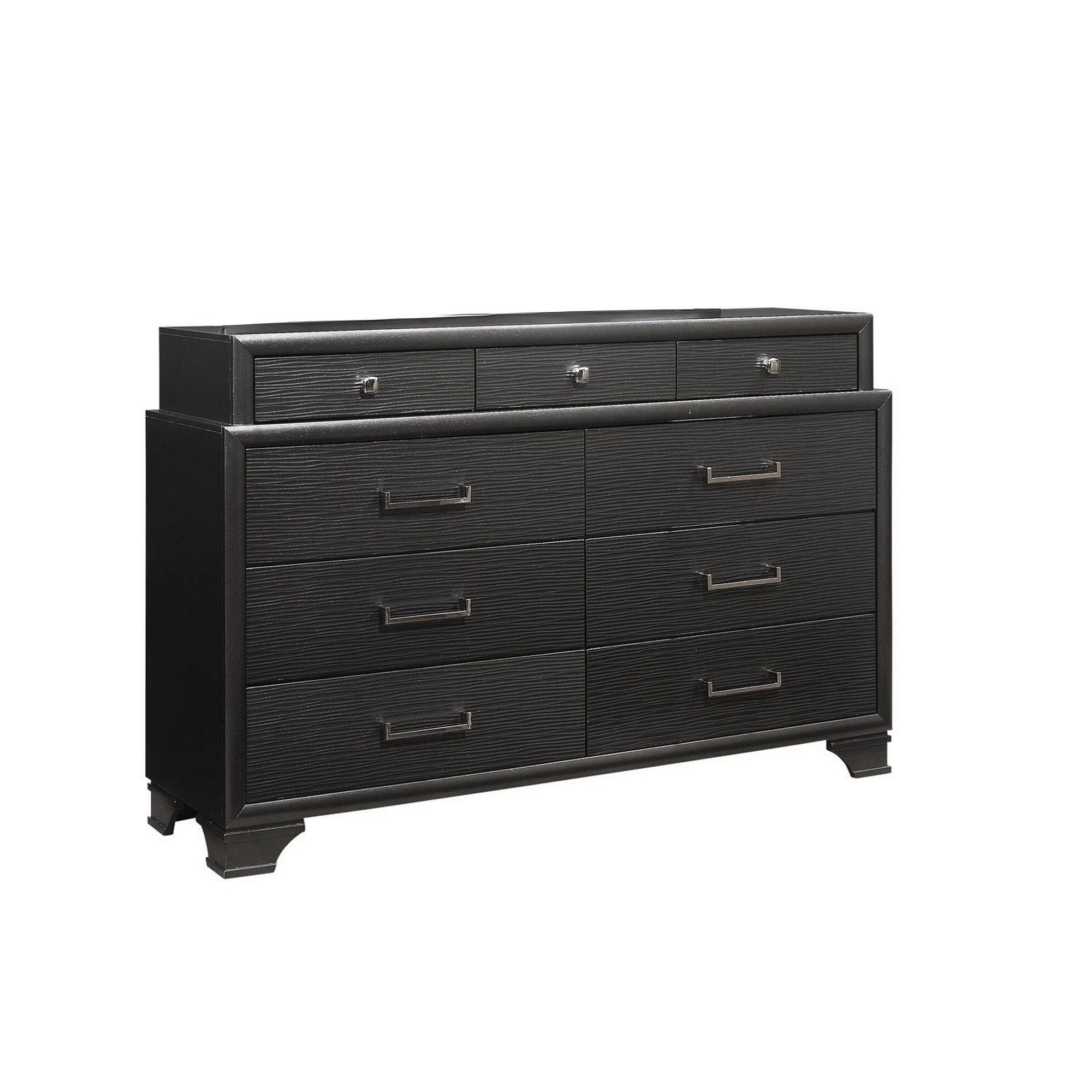 Solid Wood Nine Drawer Double Dresser - Gray